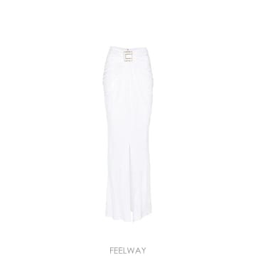 26 FW Elisabetta Franchi 주얼 로고 크레이프 저지 스커트 GO25167E2 TP45736