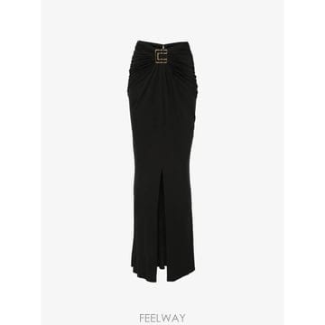26 FW Elisabetta Franchi 로고 장식 주름 스커트 GO25167E2 TP457360224