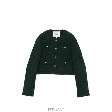 마쥬 크롭 트위드 체크 재킷