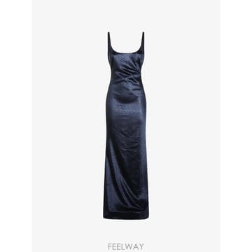 26 FW Elisabetta Franchi 스네이크 스킨 이펙트 보우 디테일 맥시 드레스 ABR0567E2