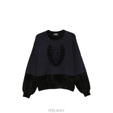 26 FW 아르마니 로고 자수 패널 스웨터 EW004692AF29550 TP458133691