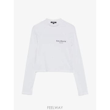26 FW 발망 로고 프린트 크롭 티셔츠 BKM001610 TP457645763