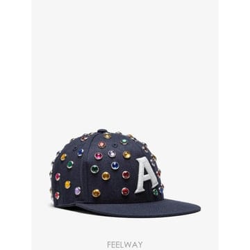26 FW 안티소셜소셜클럽 크리스털 장식 로고 패치 캡 모자 CRYSTALSTUDCAP TP458546095