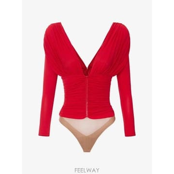 26 FW Elisabetta Franchi 경량 크레이프 저지 패브릭 바디수트 BO04367E2 TP458