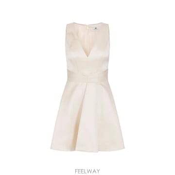 26 FW Elisabetta Franchi 더체스 새틴 페더 미니 드레스 AB97467E2 TP456568