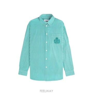 26 FW 스포티앤리치 NY 크레스트 스트라이프 자수 셔츠 SI006712243GR62 TP458451274