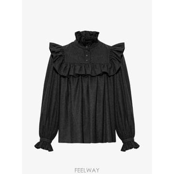 Chloe 26 FW ���ο� high neck ruffled top in wool   cashmere flannel C26 FW ���ο� high neck ruffled top in wool   cashmere 