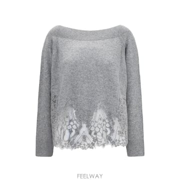 26 FW 에르마노설비노 레이스 트리밍 보트 넥 스웨터 D495M312APTPYU TP457529597