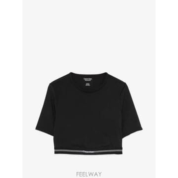 캘빈클라인 로고 테이프 크롭 티셔츠