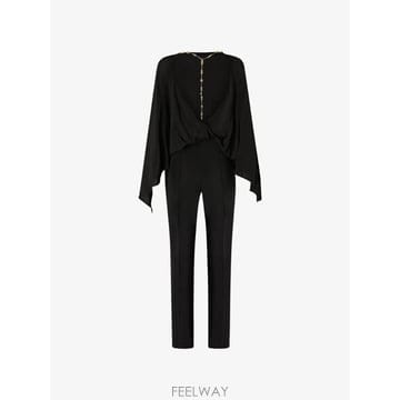 26 FW PINKO 익스포즈드 백 앤 주얼 네크리스 롱 플레이수트 106641A35J TP454581155