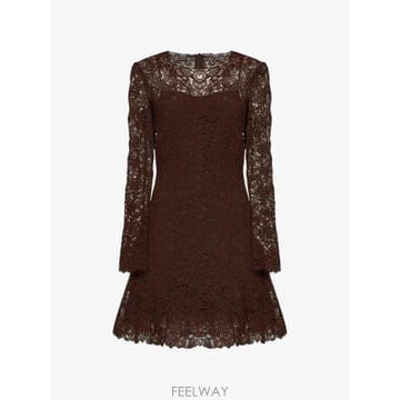 26 FW 에르마노설비노 A라인 긴소매 물결 레이스 미니 드레스 D492Q329CSEXQ TP45762039