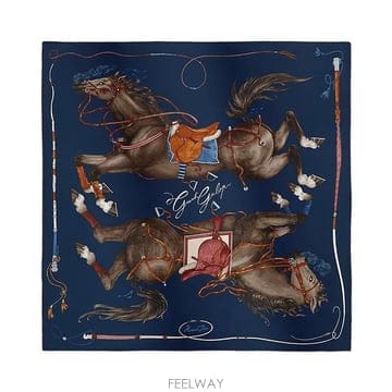 에르메스 그랜드 갤롭 Grand Galop 까레 90 여성 실크 스카프 블루 마린 H004311S 07