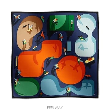 에르메스 피규어 리브레스 Figures Libres 까레 90 여성 실크 스카프 마린 H004107S 01