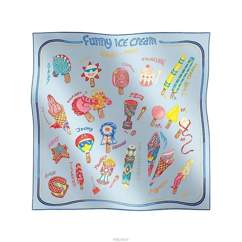 HERMES �����޽� �۴� ���̽�ũ�� Funny Ice Cream ��ũ ���� ��ī�� 70 � H984109S 07�����޽� �۴� ���̽�ũ�� Funny Ice Cream ��ũ ���� ��