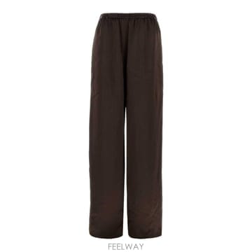 26 FW 페라가모 새틴 팔라초 팬츠 브라운 13I207793249