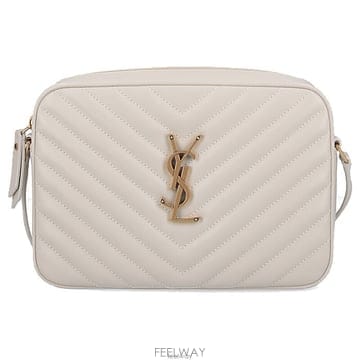 생로랑 여성 YSL 로고 쉐브론 퀼팅 카메라 백