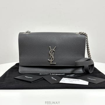 생로랑 선셋 미듐 체인 숄더백 그레이 (515823)