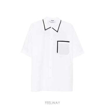 26 FW 엠에스지엠 파이프 트리밍 체스트 포켓 셔츠 4140ME07267512 TP456762487