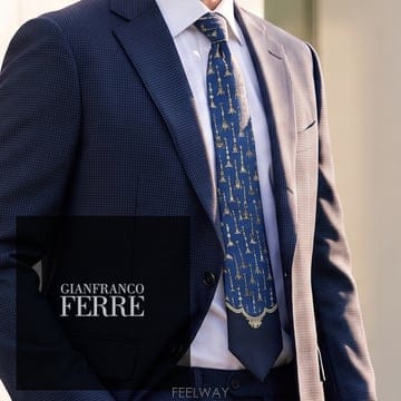 GIANFRANCO FERRE 지안프랑코페레 블루 클래식 오브제 패턴 넥타이 9.6cm A~B등급K3676