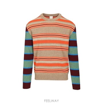 26 FW 폴스미스 스트라이프 콘트라스트 소매 크루 넥 스웨터 M1R989ZW03162 TP456208247