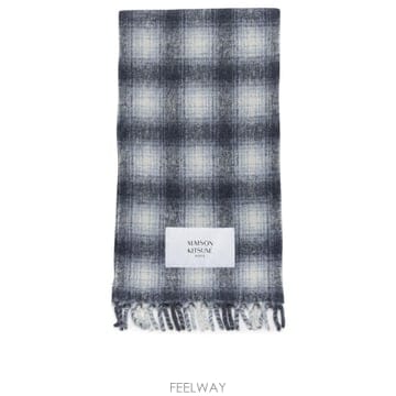 [V90]메종 키츠네 MRUAT10WA00220615 남성 스카프 머플러 Alpaca Fringed Scar