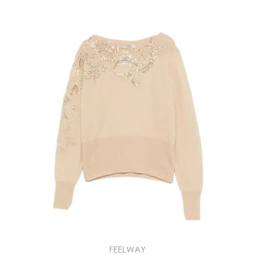 26 FW 에르마노설비노 시퀸 장식 레이스 패널 캐시미어 스웨터 D495M302APCTPYU TP456629