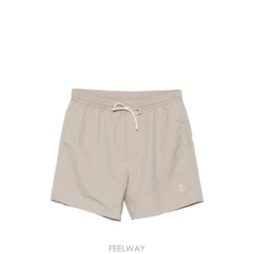 브루넬로 쿠치넬리 로고 자수 드로스트링 스윔 쇼츠
