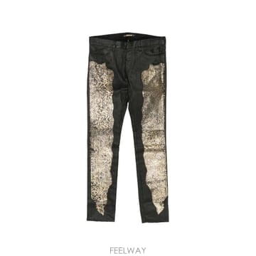 26 FW 로베르토 카발리 레오파드 프린트 메탈릭 이펙트 진 YU248D217A TP455400326