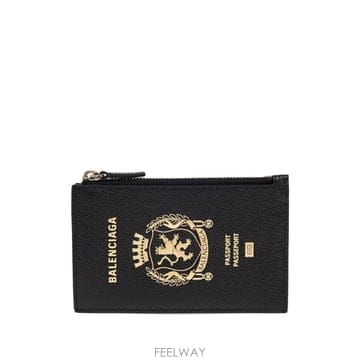 발렌시아가 로고 프린트 카드홀더 블랙