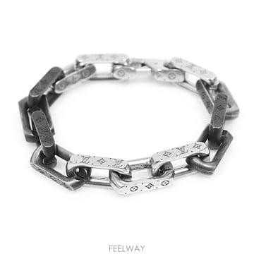 Louis Vuitton(루이비통) M00686 실버 블랙 모노그램 체인 팔찌 M사이즈