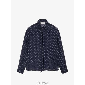 26 FW 에르마노설비노 조젯 폴카 도트 레이스 트리밍 셔츠 D49EK003EB0 TP458509686