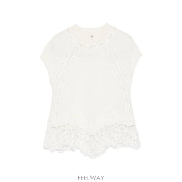 26 FW 에르마노설비노 레이스 트리밍 반소매 탑 D495L307APTPYU TP456360923