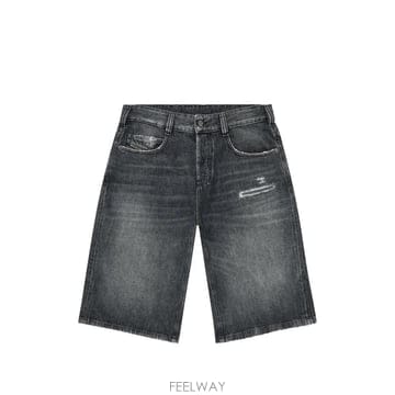 디젤 마모 디테일 데님 릴랙스 쇼츠 블루