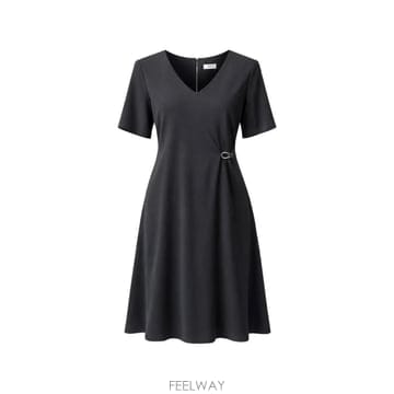 26 FW 에르노 V넥 버클 디테일 미디 드레스 AB000082D12885 TP456353280