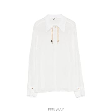 26 FW Elisabetta Franchi 주얼 로고 조젯 패브릭 블라우스 CA19466E2 TP45591