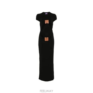 26 FW 장폴고띠에 레더 태그 드레이프 맥시 드레스 2604WDR164J076 TP457241512