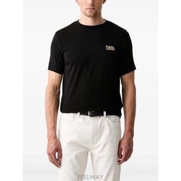 26 FW 칼라거펠트 로고 프린트 크루 넥 티셔츠 755781563235 TP456792008