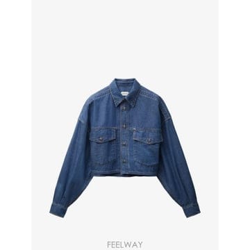 26 FW 베르사체 샴브레이 데님 크롭 셔츠 10256561A18640 TP454772036
