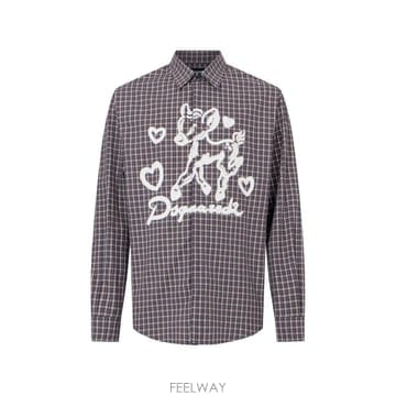 디스퀘어드2 클래식 체크 드롭 숄더 셔츠