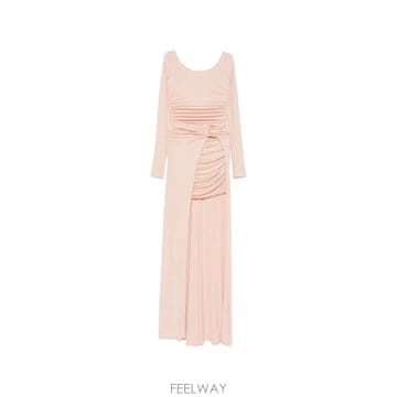 26 FW Elisabetta Franchi 주름 로고 버클 이브닝 드레스 ABR3567E2 TP457237