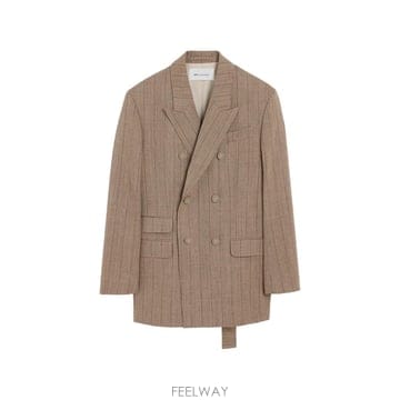 아미 스트라이프 울 더블 브레스티드 블레이저