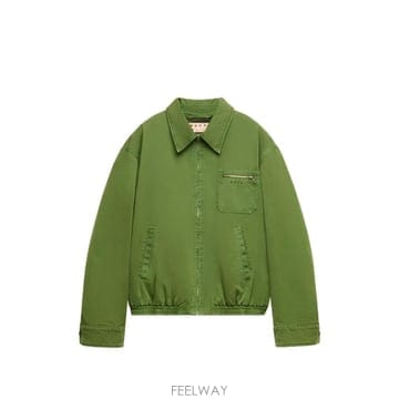 26 FW 마르니 지퍼 포켓 그린 코튼 재킷 JUMU0221GXUSCZ27 TP455308888