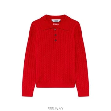 26 FW 엠에스지엠 케이블 니트 폴로 셔츠 4140MM213267758 TP456739638