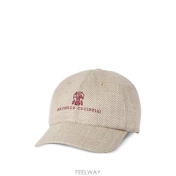 26 FW 브루넬로 쿠치넬리 알파카 울 실크 셰브런 로고 자수 베이스볼 캡 모자 MV4549850CNX46