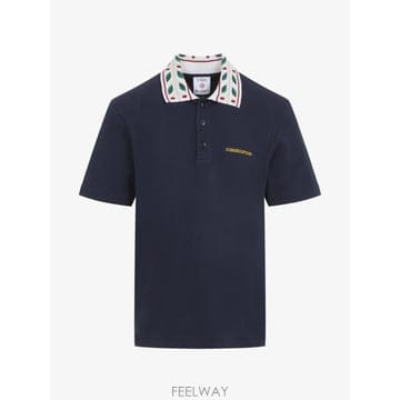 26 FW 카사블랑카 네이비 로렐 피케 반소매 폴로 셔츠 MPF26JTP49902 TP456281334