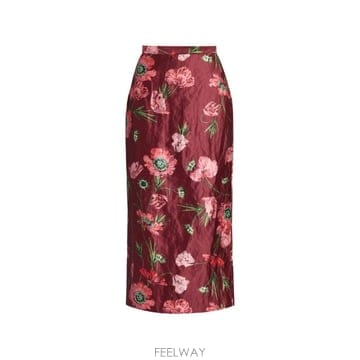 26 FW 에르뎀 floral print textured satin midi skirt PF26S901524