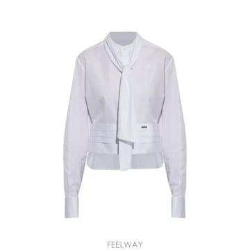 디스퀘어드2 타이 넥 플리츠 셔츠