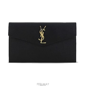 생로랑 여성 YSL 모노그램 송아지 가죽 클러치