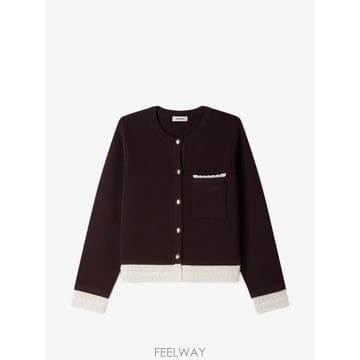 26 FW 산드로 자수 트리밍 패치 포켓 가디건 SFPCA01496 TP456650212