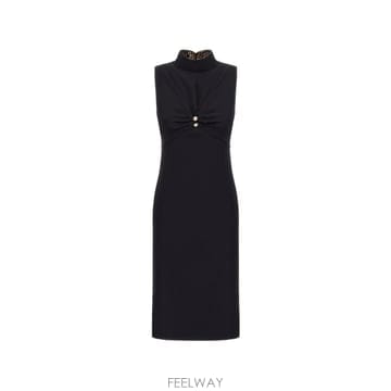26 FW 로베르토 카발리 트위스트 디테일 하이넥 미디 드레스 OOT10CKU012 TP454929401